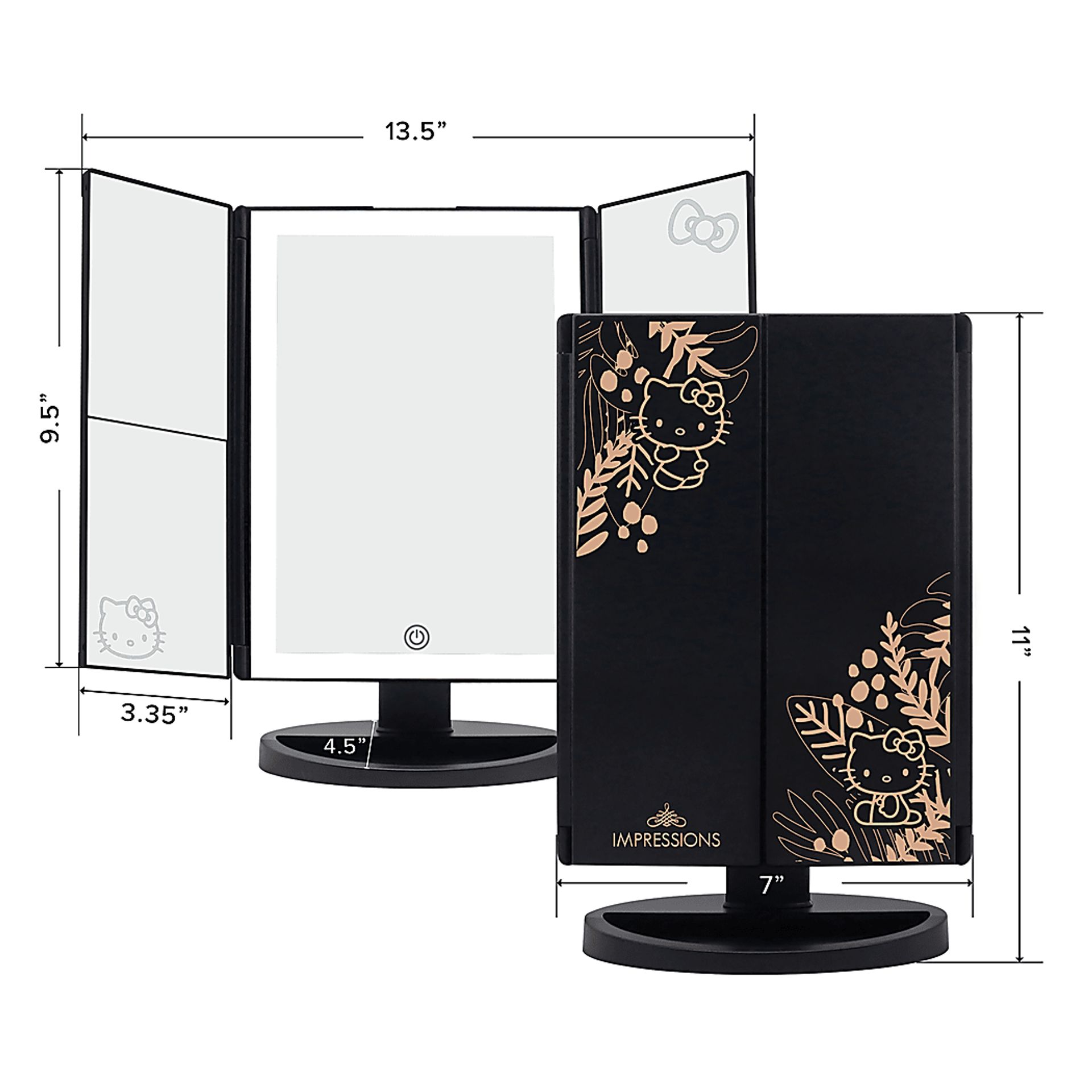 Kids Hello Kitty Black Tri-Fold Vanity Mirror - Image 5