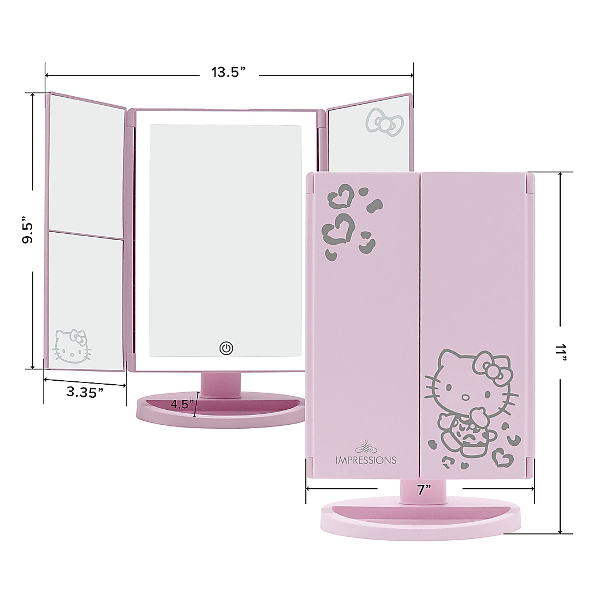 Kids Hello Kitty Pink Tri-Fold Vanity Mirror - Image 5