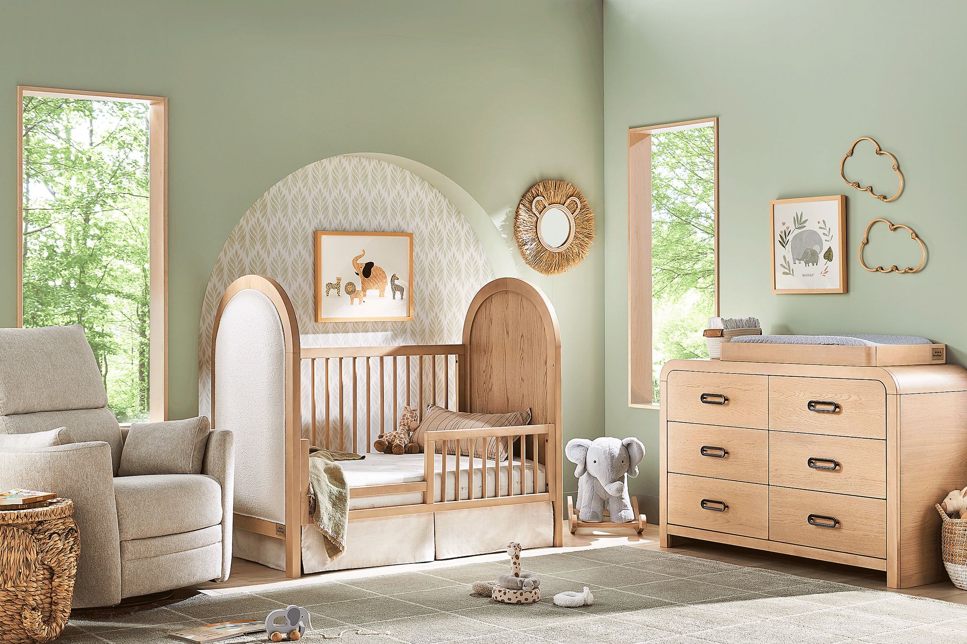 Kids Hidden Hills Light Oak 3-in-1 Convertible Crib with Toddler Rail - Image 3