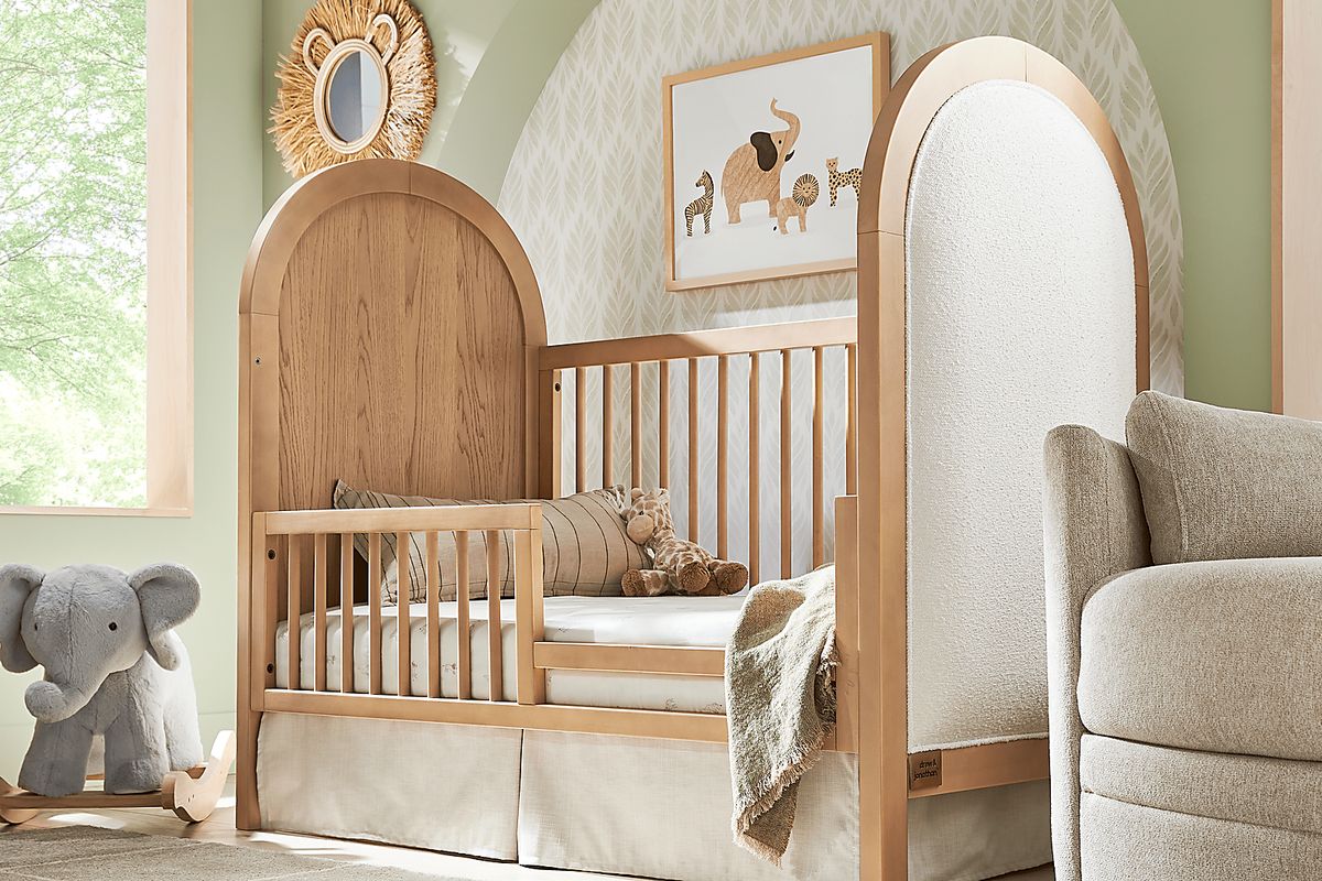 Drew & Jonathan Kids Hidden Hills Light Oak Wood 3-In-1 Crib With ...