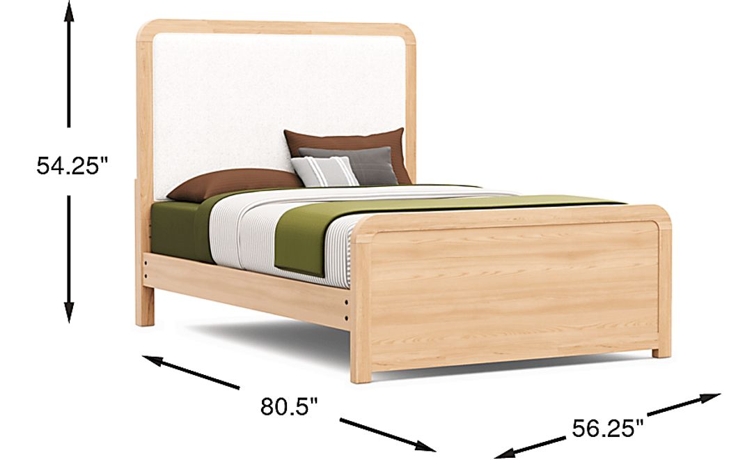 Kids Hidden Hills Light Oak Full Upholstered Panel Bed