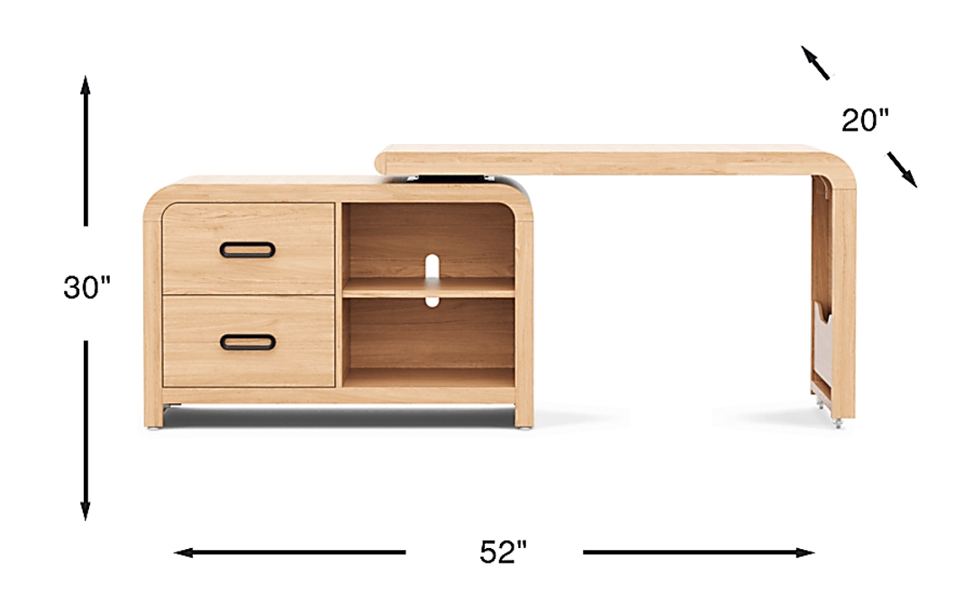 Kids Hidden Hills Light Oak Pivoting Desk