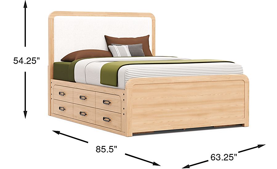Kids Hidden Hills Light Oak Queen Upholstered Panel Bed