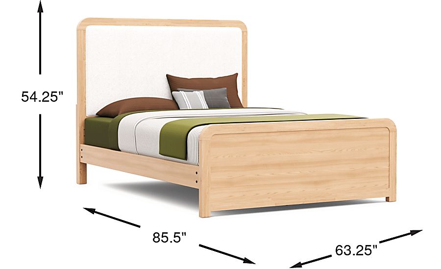 Kids Hidden Hills Light Oak Queen Upholstered Panel Bed - Thumbnail 2