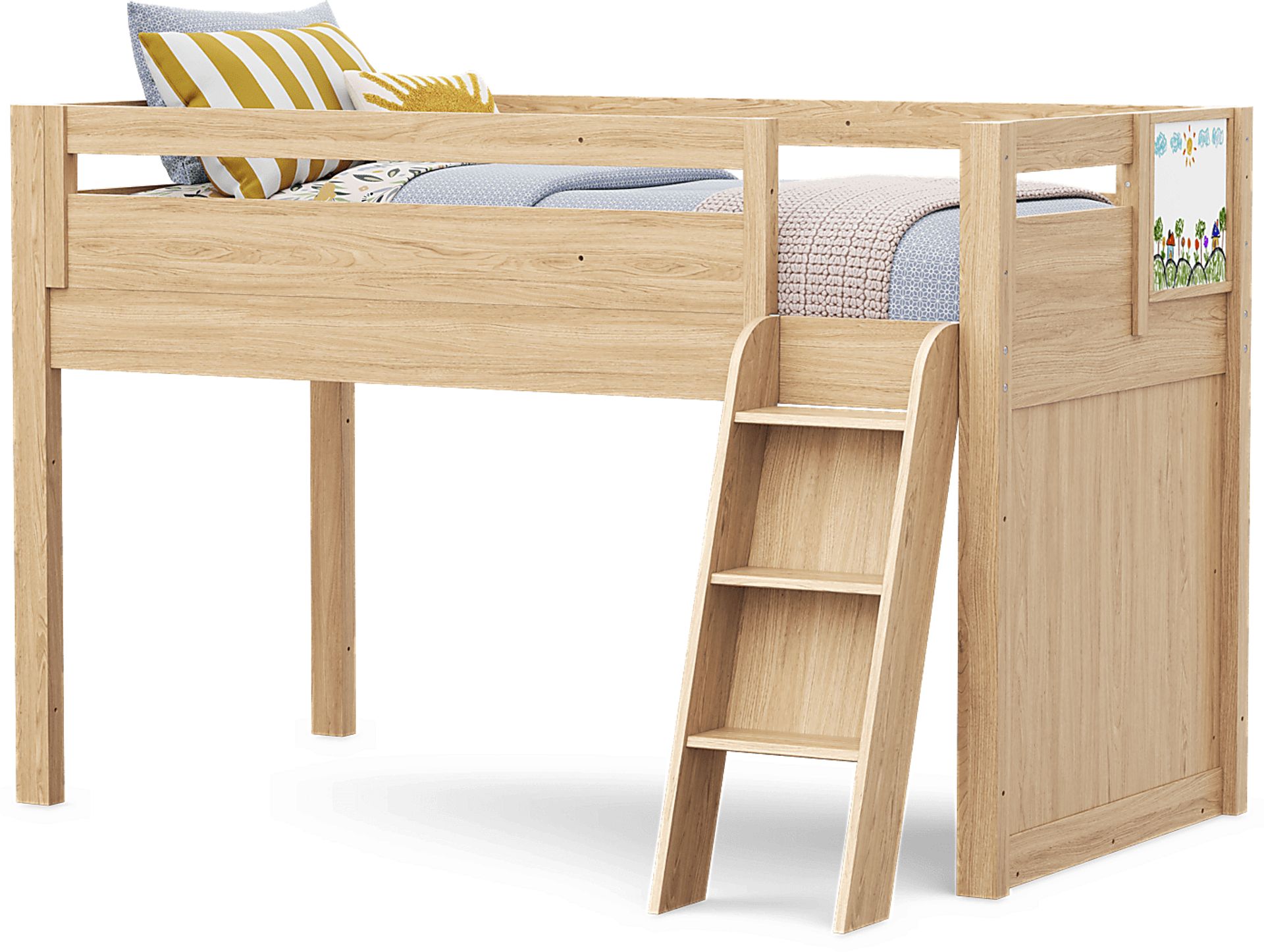 Kids Hidden Hills Light Oak Twin Loft Bed with Activity Panel - Image 4
