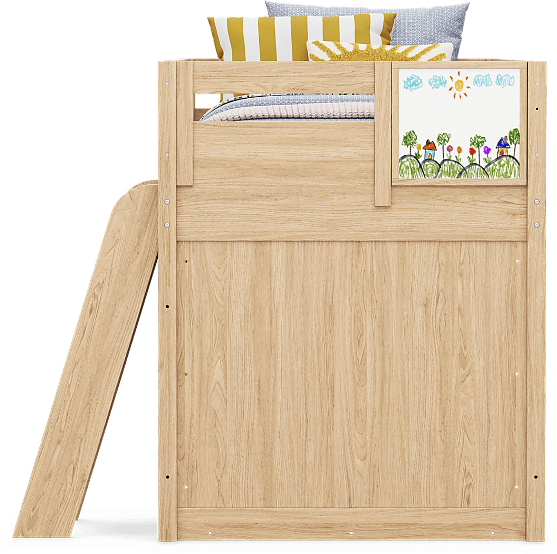Kids Hidden Hills Light Oak Twin Loft Bed with Activity Panel - Image 5