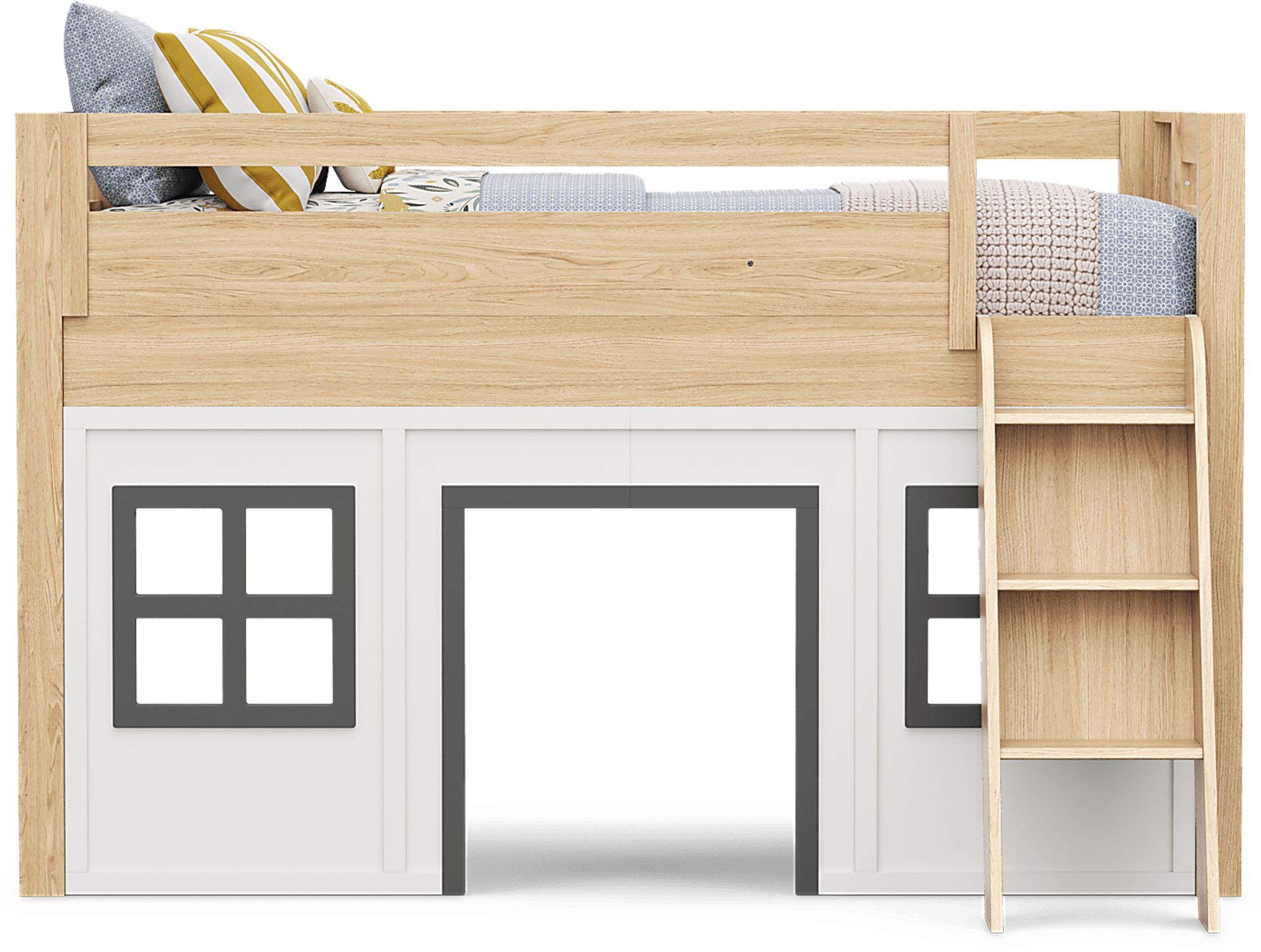 Kids Hidden Hills Light Oak Twin Low Loft Clubhouse with Activity Panel - Image 3