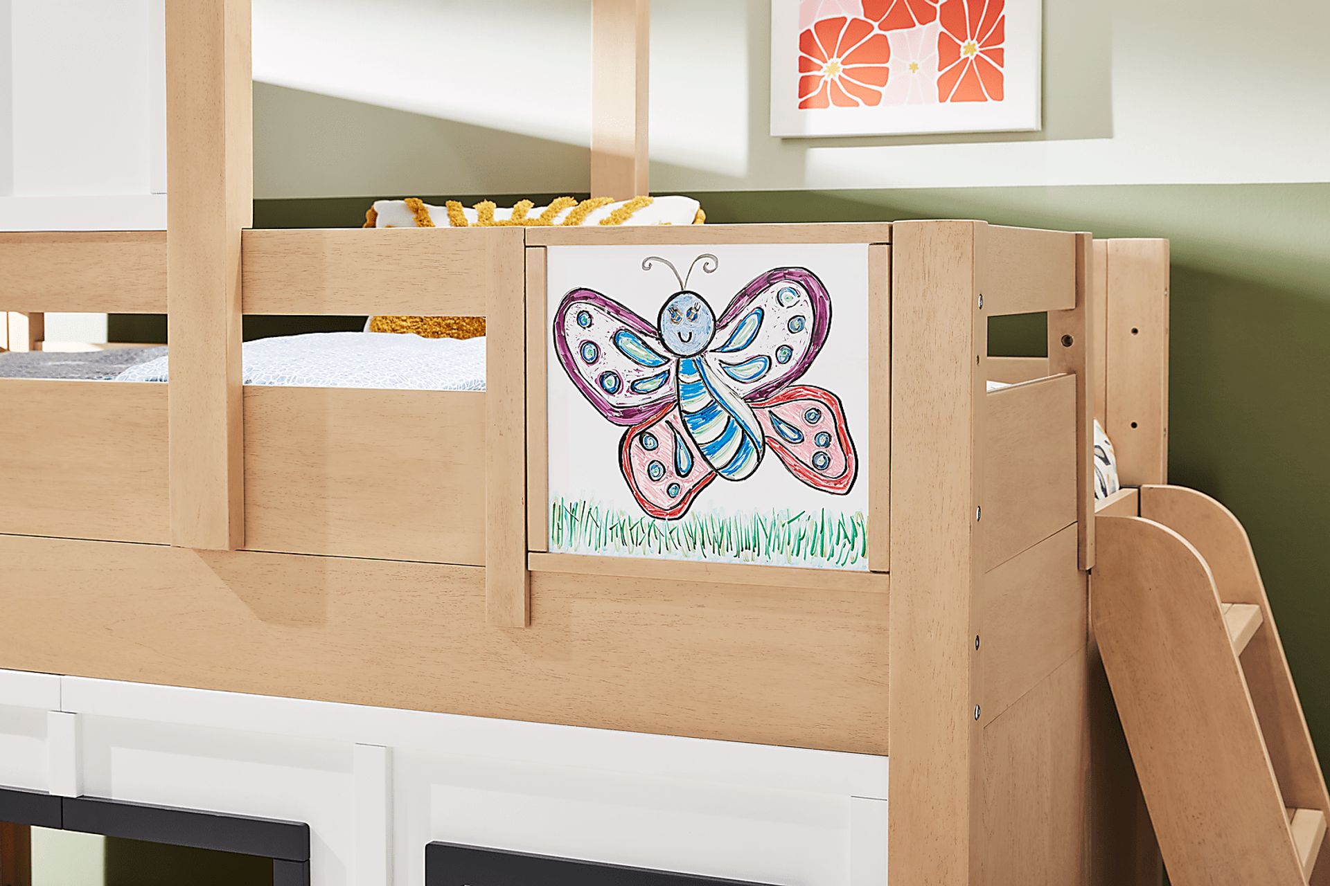 Kids Hidden Hills Light Oak Twin Low Loft Clubhouse with Activity Panel - Image 8