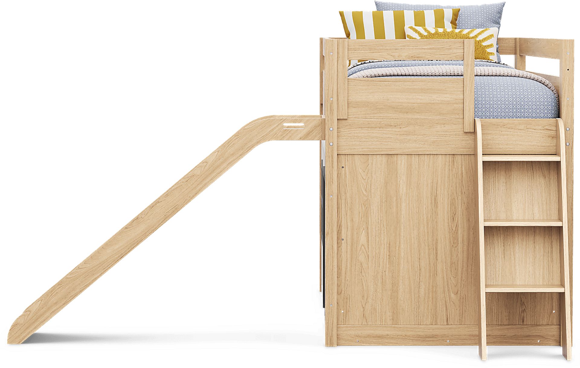 Kids Hidden Hills Light Oak Twin Low Loft Clubhouse with Slide - Image 5