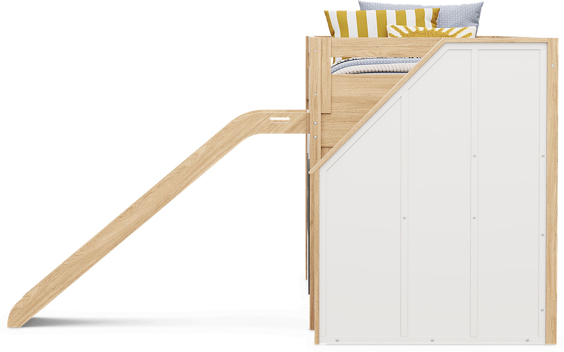 Kids Hidden Hills Light Oak Twin Low Loft Clubhouse with Steps and Slide - Image 5
