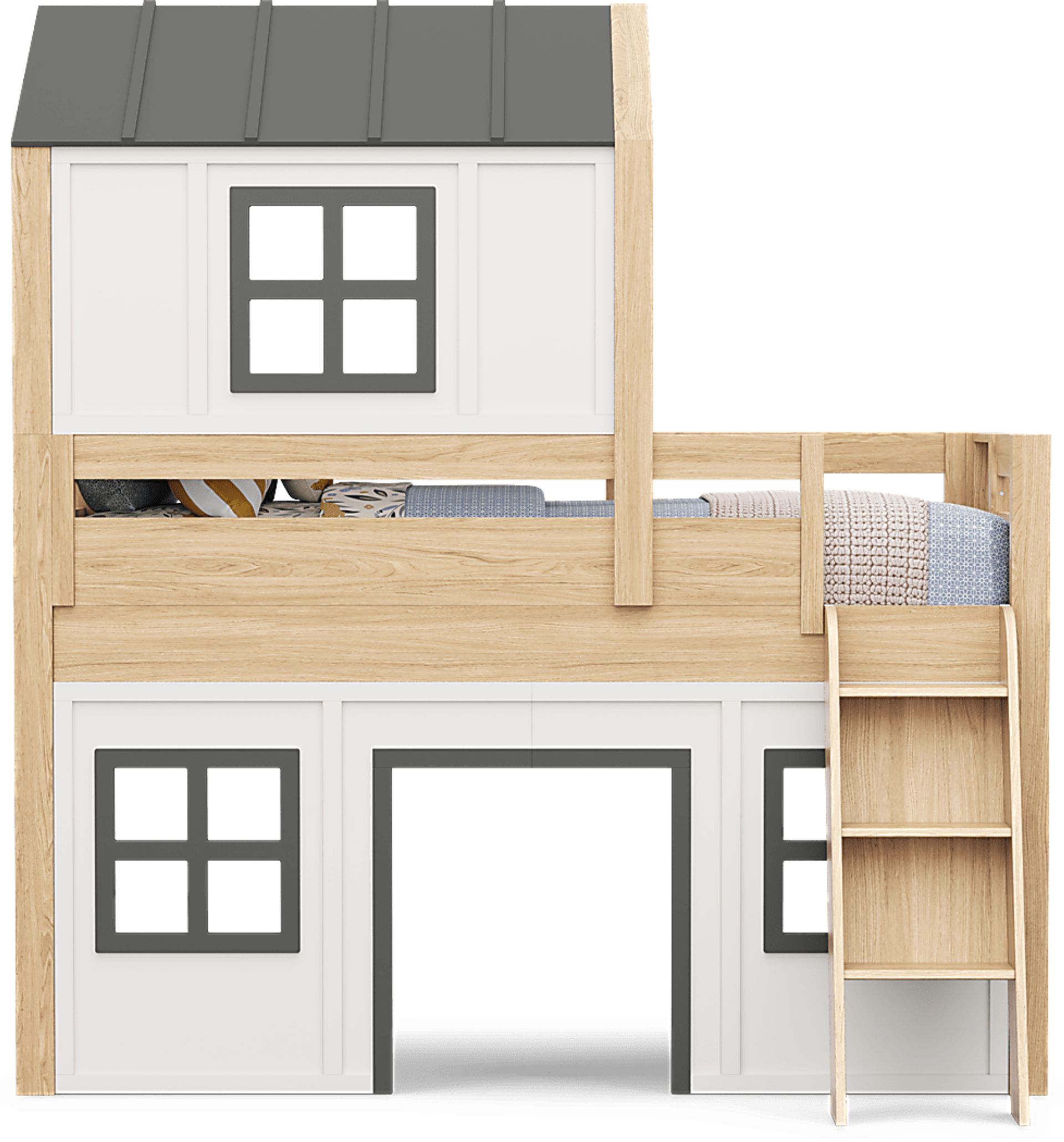 Kids Hidden Hills Light Oak Twin Low Loft Treehouse with Activity Panel - Image 2