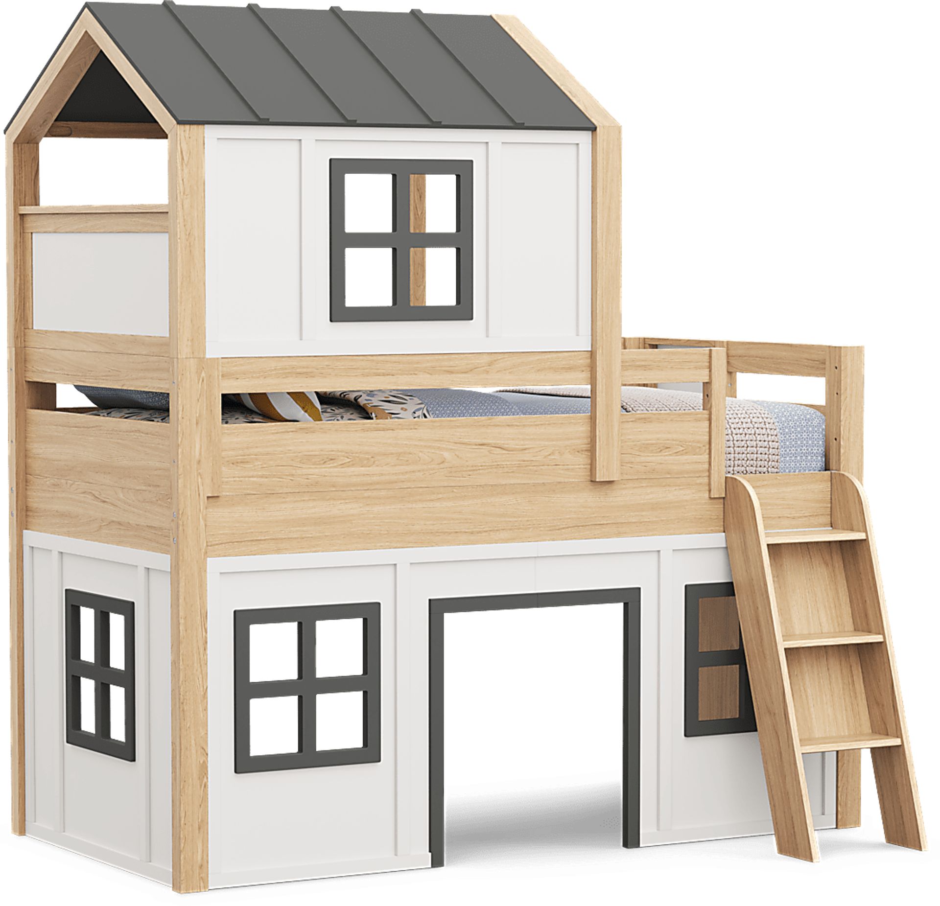 Kids Hidden Hills Light Oak Twin Low Loft Treehouse with Activity Panel - Image 3