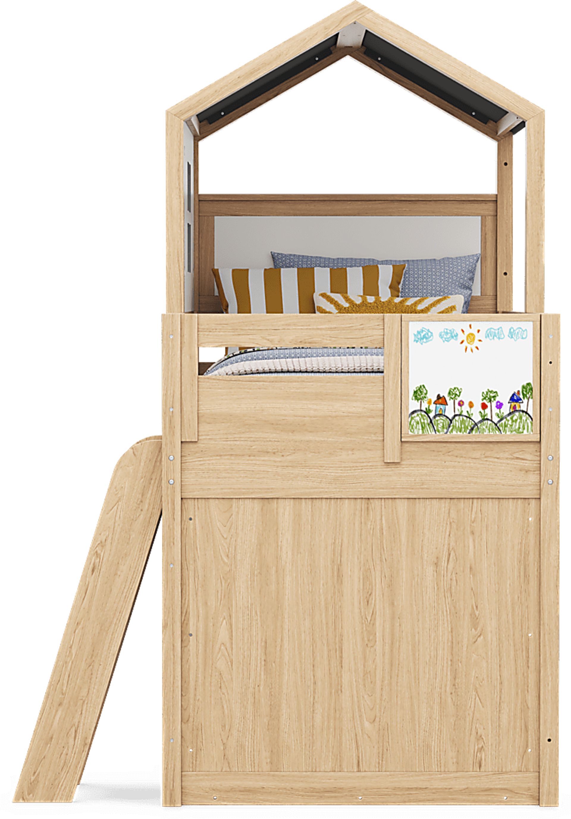 Kids Hidden Hills Light Oak Twin Low Loft Treehouse with Activity Panel - Image 4