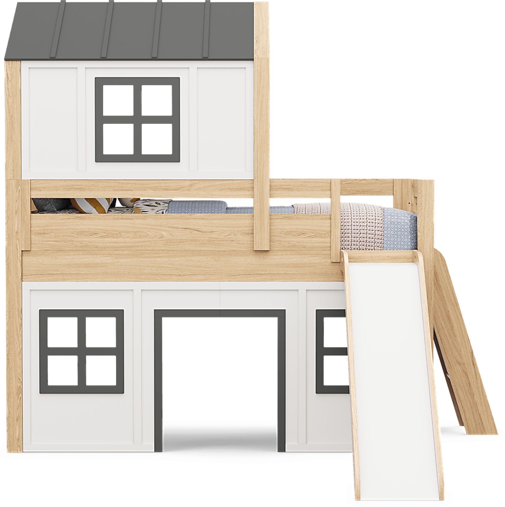 Kids Hidden Hills Light Oak Twin Low Loft Treehouse with Slide - Image 5