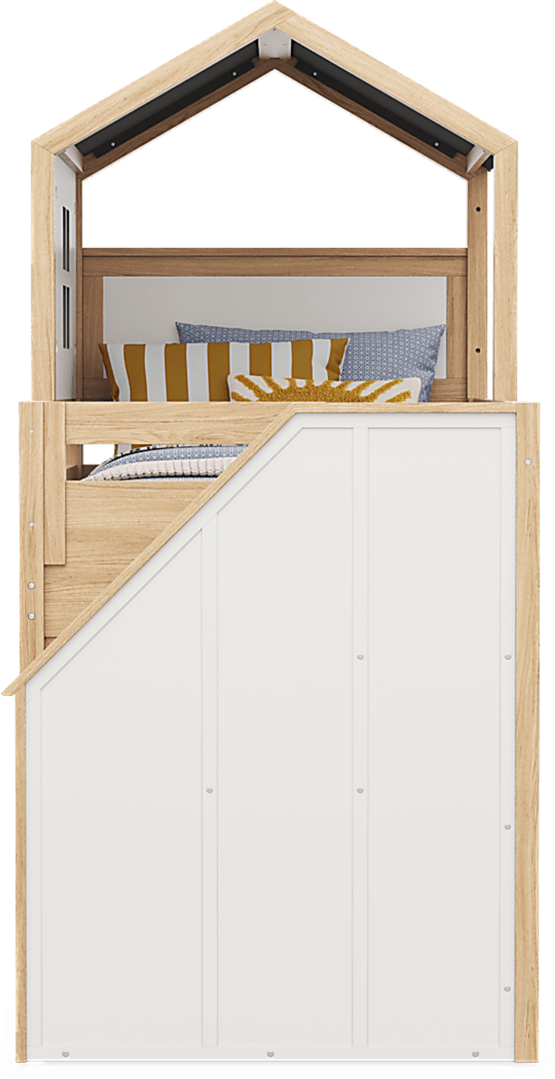 Kids Hidden Hills Light Oak Twin Low Loft Treehouse with Steps and Activity Panel - Image 5