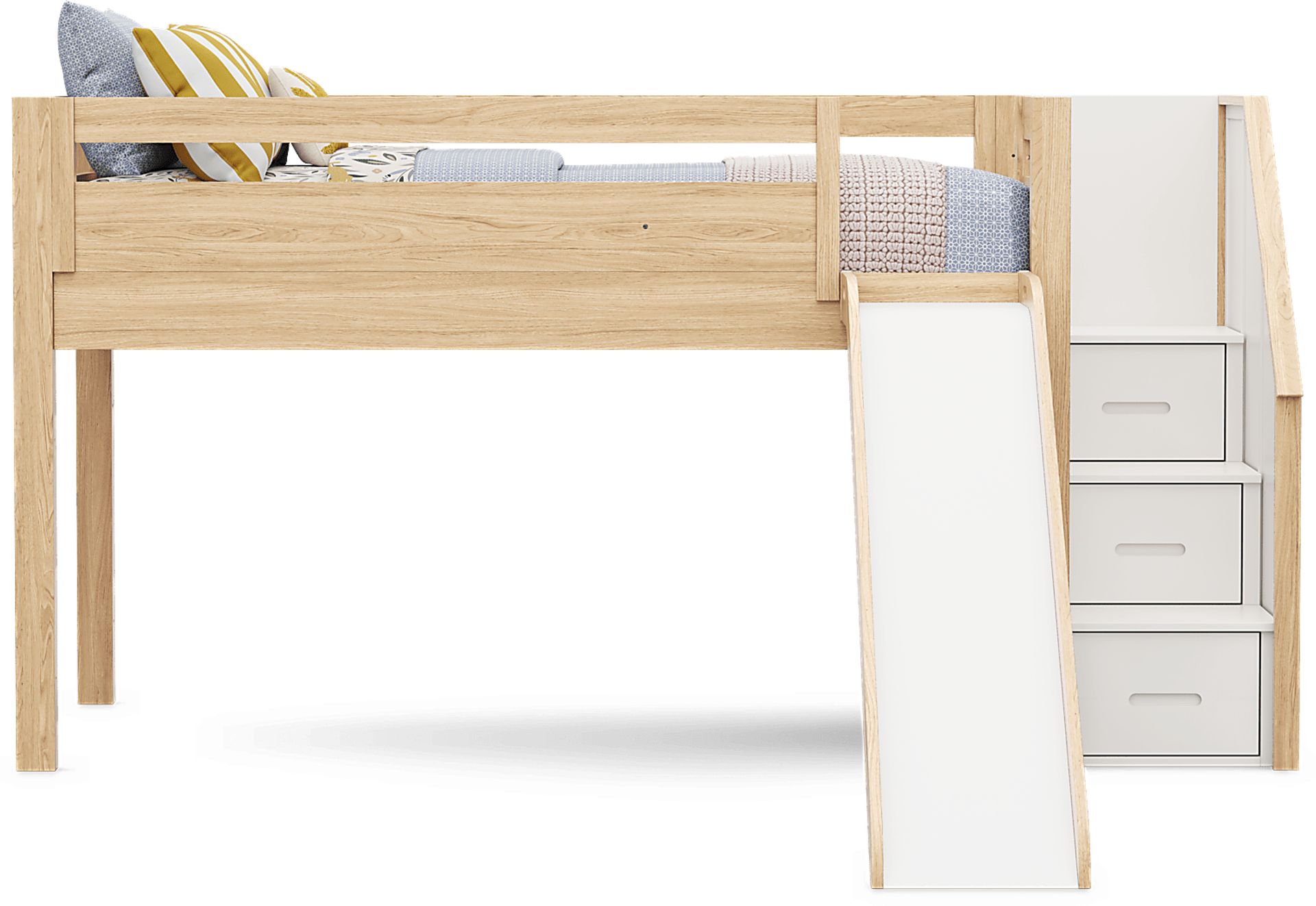 Kids Hidden Hills Light Oak Twin Low Loft with Steps and Slide - Image 3
