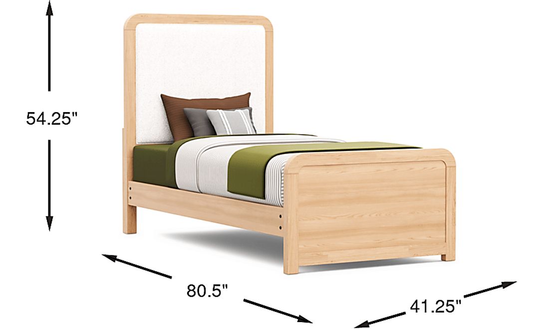 Kids Hidden Hills Light Oak Twin Upholstered Panel Bed