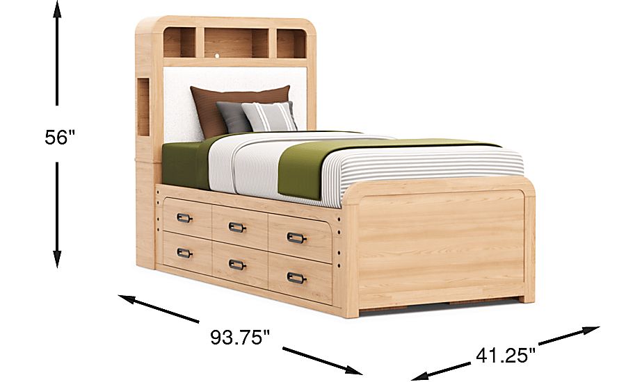 Hidden Hills Light Oak Twin XL Bookcase Bed - Thumbnail 5