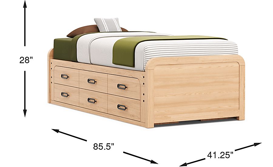 Hidden Hills Light Oak Twin XL Low Profile Bed - Thumbnail 5