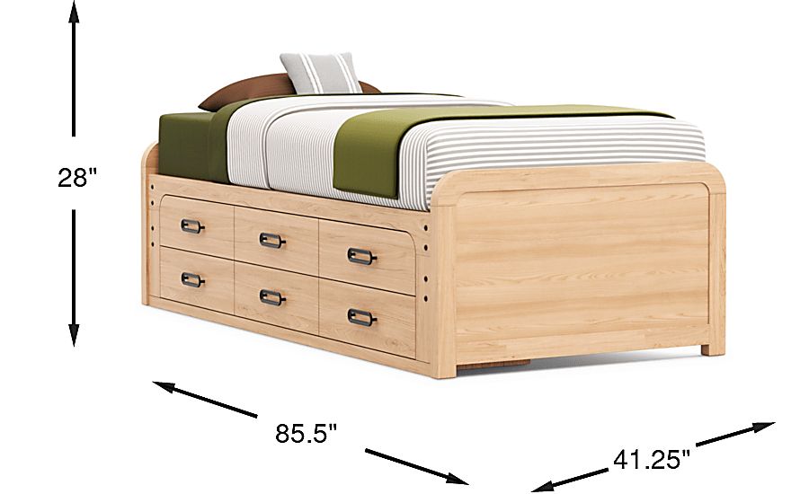 Hidden Hills Light Oak Twin XL Low Profile Bed - Thumbnail 5