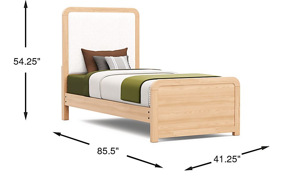 Hidden Hills Light Oak Twin XL Upholstered Panel Bed
