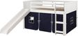 Kids Camp Hideaway White Twin Jr Loft Bed with Blue Tent and Slide