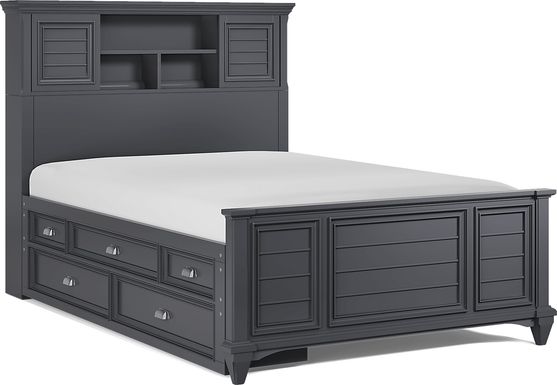 Kids Hilton Head Graphite Full Bookcase Bed with Storage Side Rail