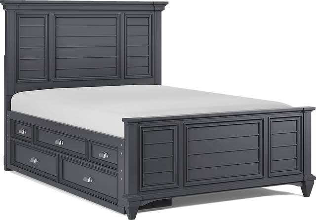 Kids Hilton Head Graphite Full Panel Bed with Storage Side Rail - Thumbnail - Image 1