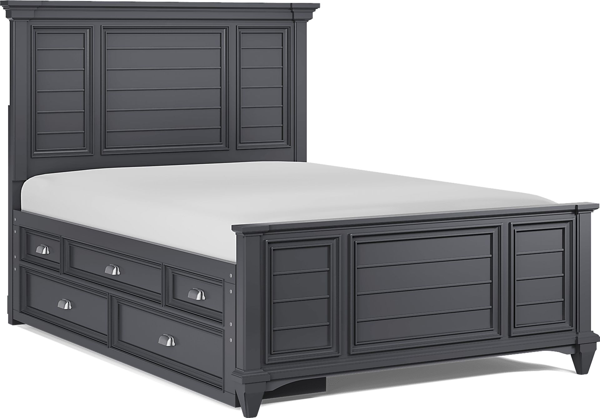 Kids Hilton Head Graphite Full Panel Bed with Storage Side Rail - Image 1
