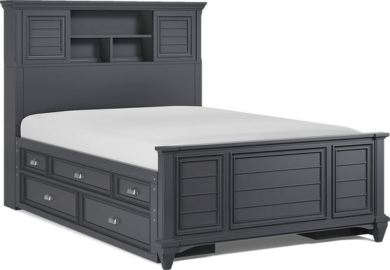 Kids Hilton Head Graphite Full Bookcase Bed with Storage Side Rails