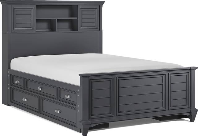 Kids Hilton Head Graphite Full Bookcase Bed with Storage Side Rails - Thumbnail - Image 1