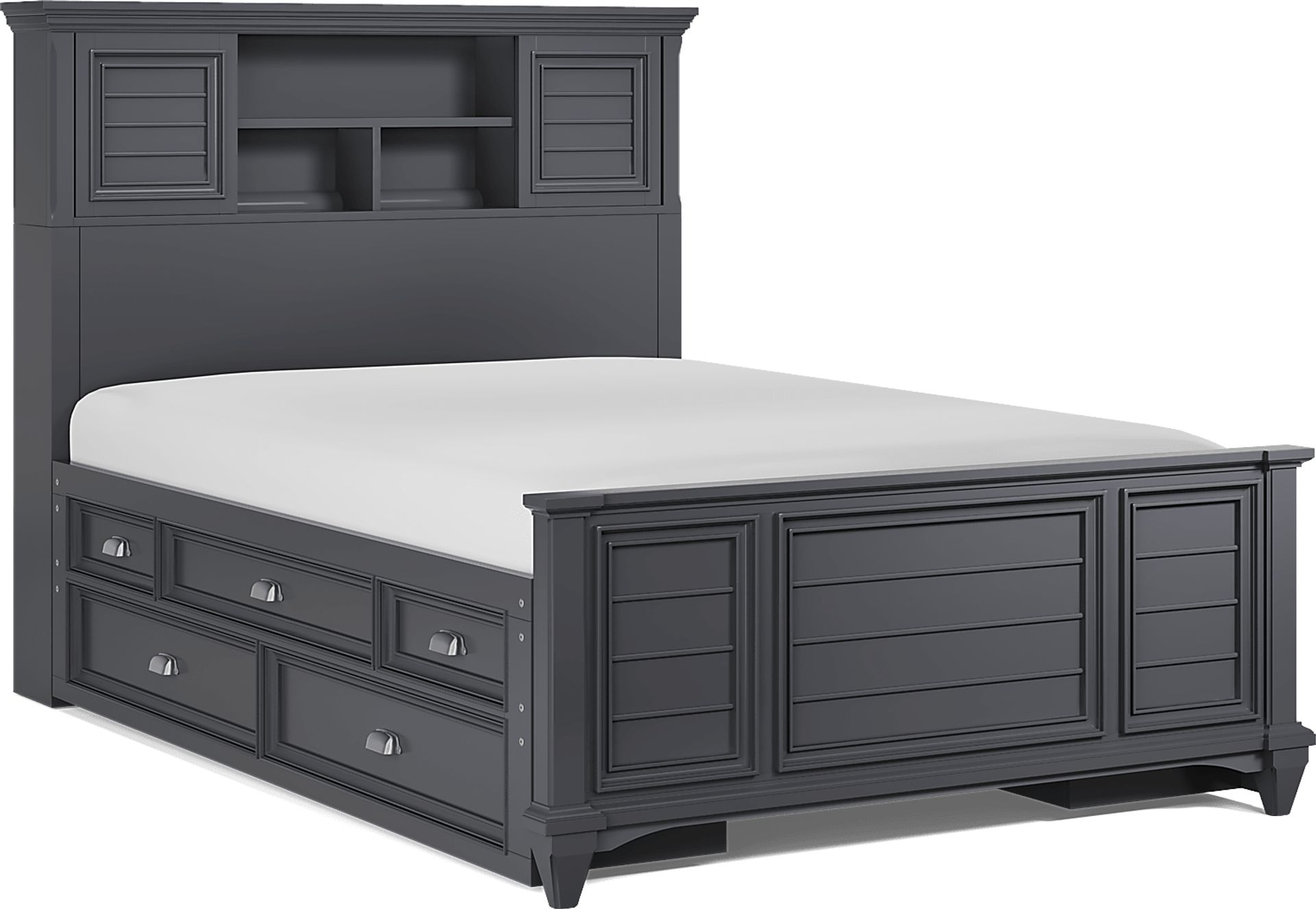 Kids Hilton Head Graphite Full Bookcase Bed with Storage Side Rails - Image 1