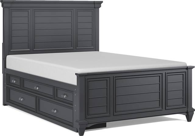 Kids Hilton Head Graphite Full Panel Bed with Storage Side Rail - Thumbnail - Image 1