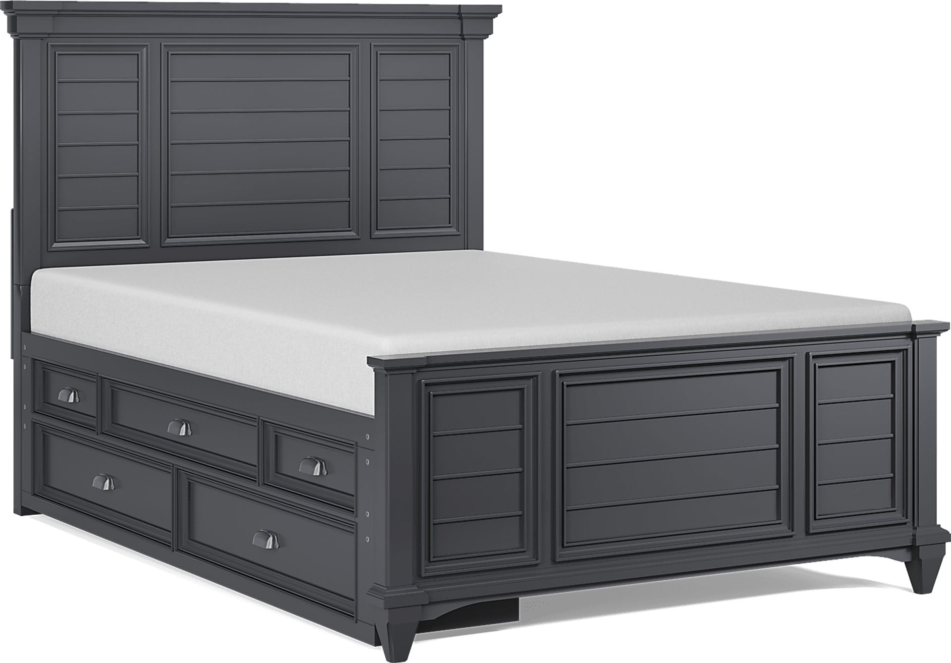 Kids Hilton Head Graphite Full Panel Bed with Storage Side Rail - Image 1