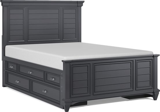 Kids Hilton Head Graphite Full Panel Bed with Storage Side Rails