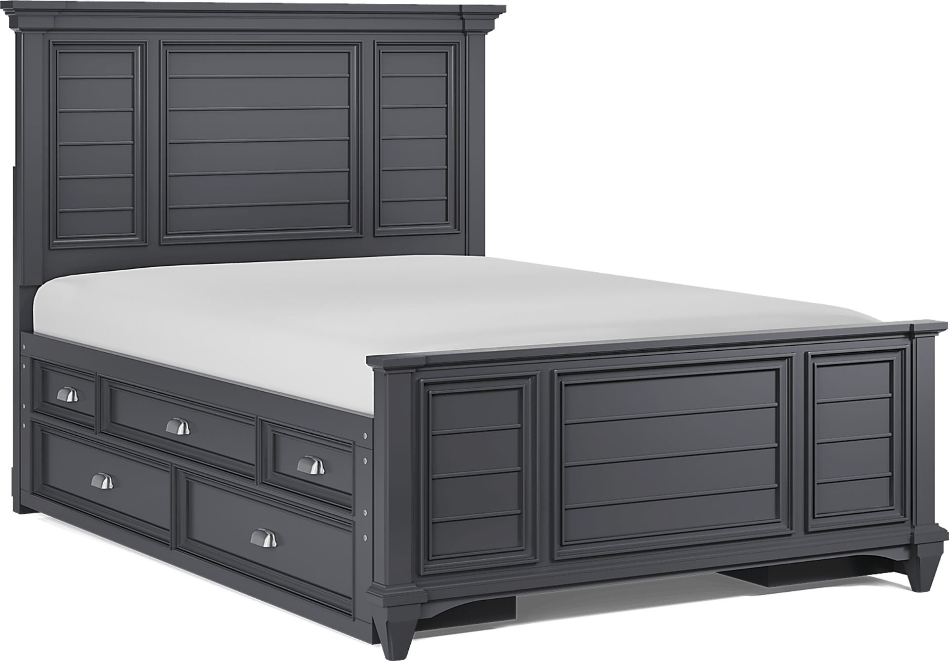 Kids Hilton Head Graphite Full Panel Bed with Storage Side Rails - Image 1