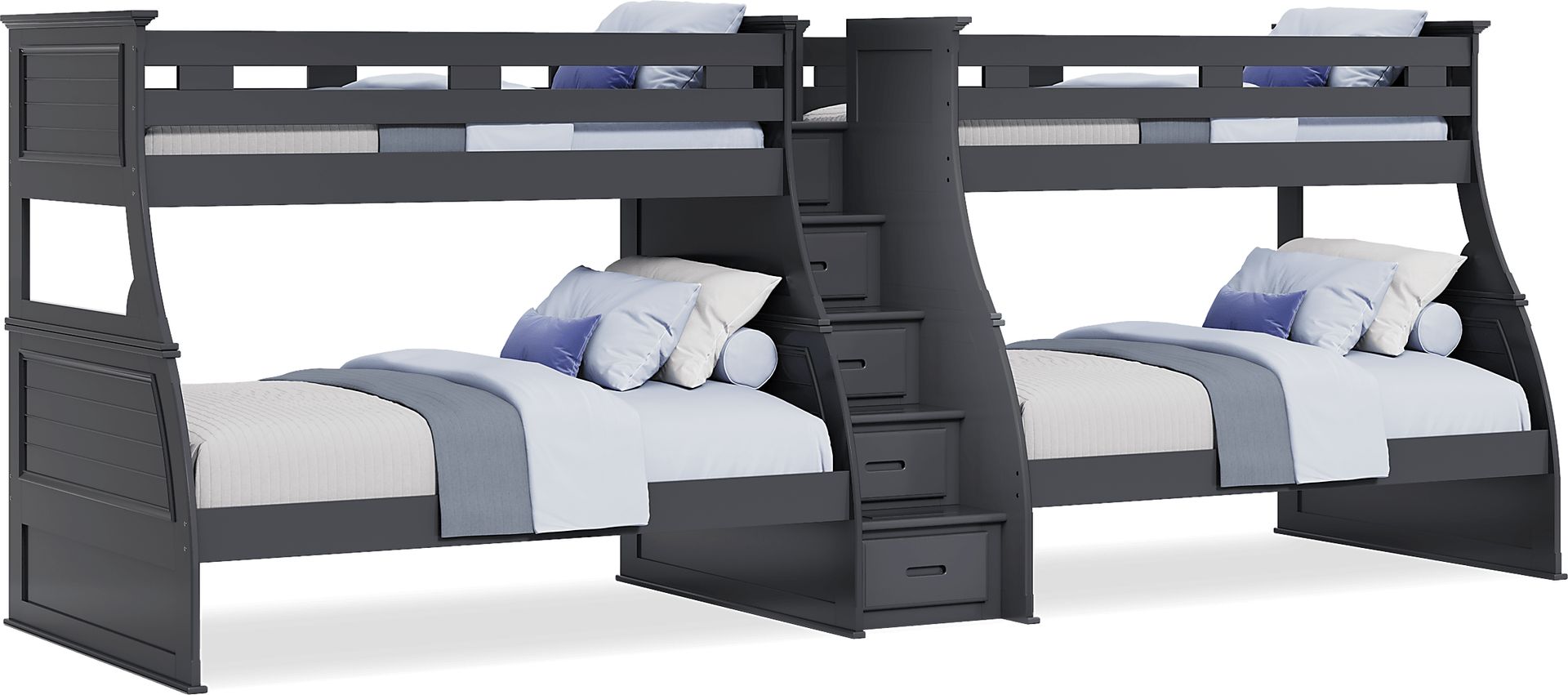 Kids Hilton Head Graphite Twin/Full Double Step Bunk - Image 1
