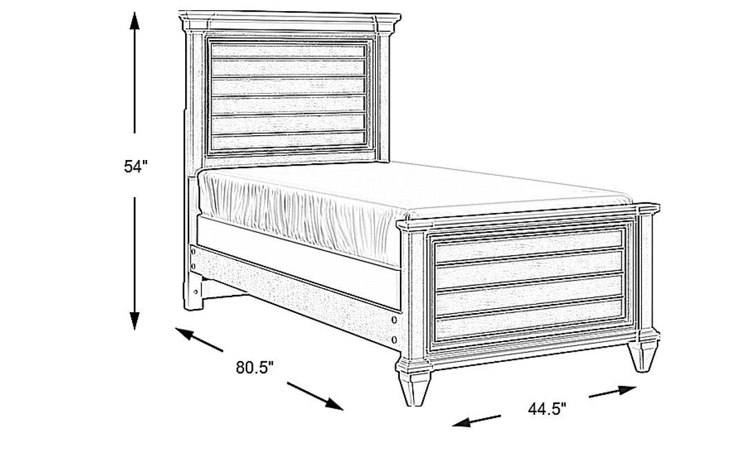 Kids Hilton Head Gray 3 Pc Twin Panel Bed