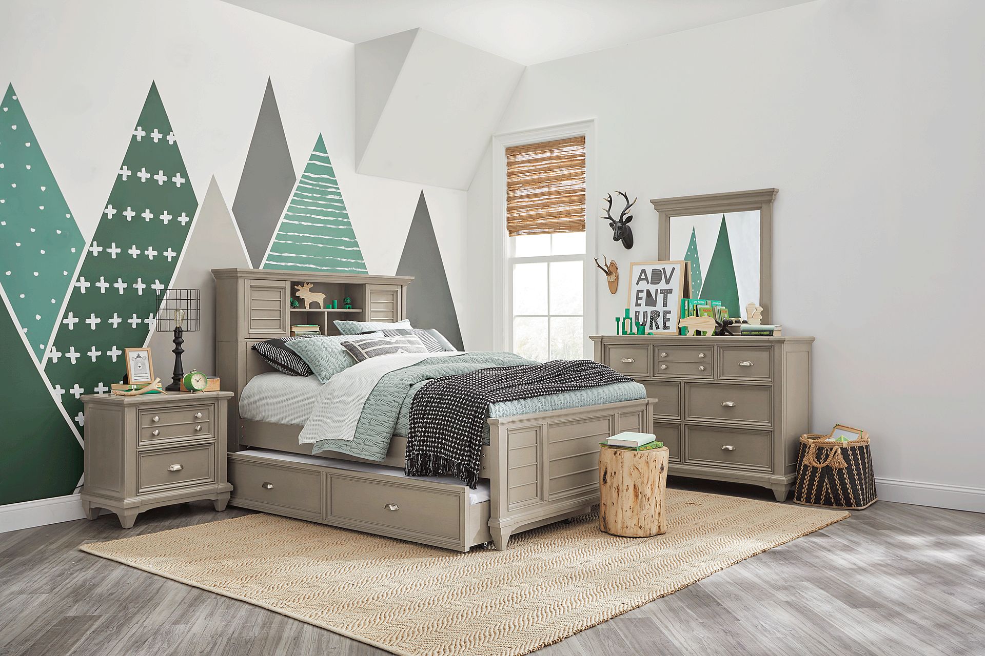 Kids Hilton Head Gray 3 Pc Full Bookcase Bed - Image 2
