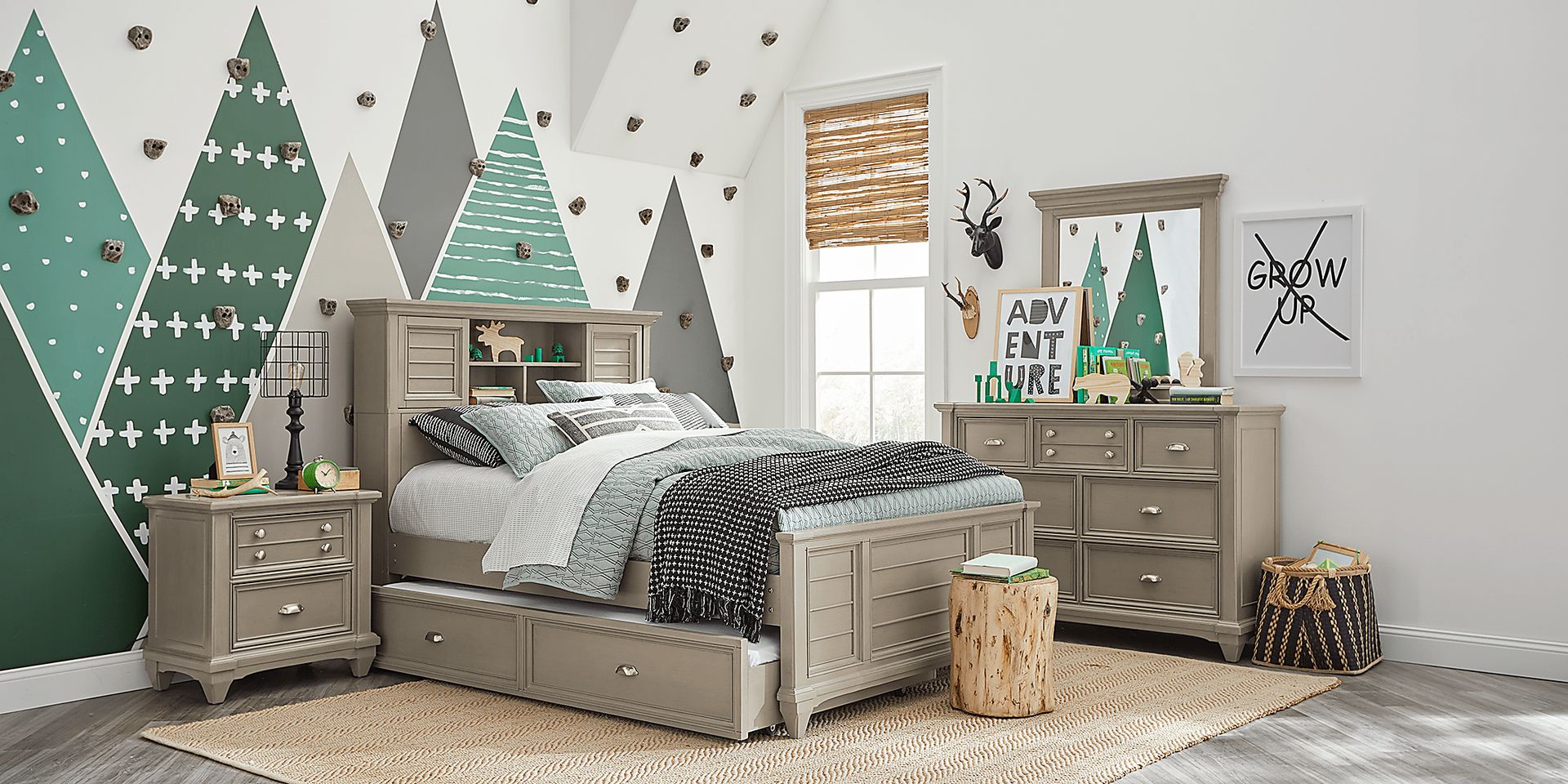 Kids Hilton Head Gray 5 Pc Full Bookcase Bedroom - Image 2