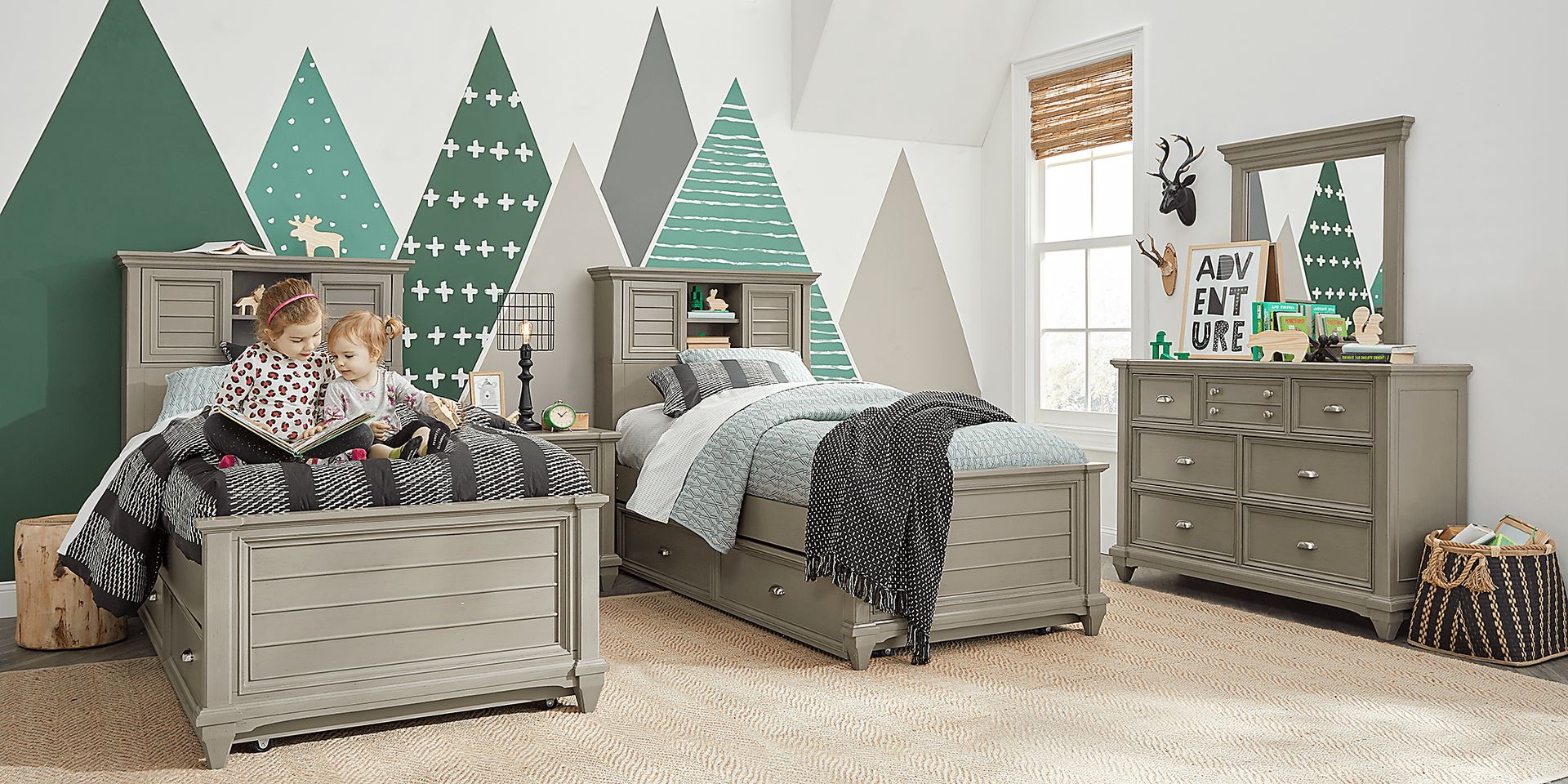 Kids Hilton Head Gray 5 Pc Full Bookcase Bedroom - Image 3