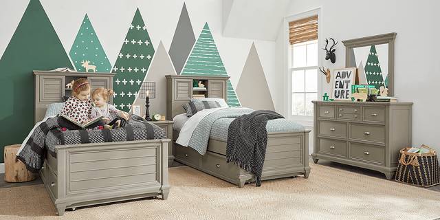 Kids Hilton Head Gray 5 Pc Twin Bookcase Bedroom - Thumbnail - Image 3