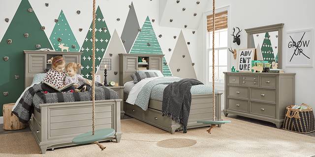 Kids Hilton Head Gray 5 Pc Twin Bookcase Bedroom - Thumbnail - Image 4