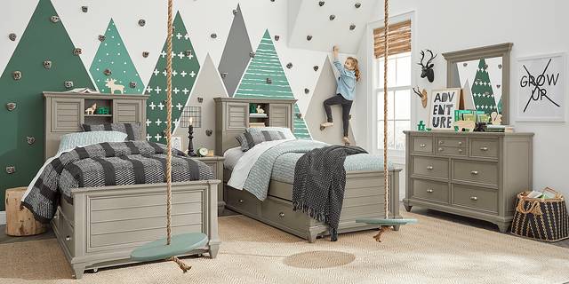 Kids Hilton Head Gray 5 Pc Twin Bookcase Bedroom - Thumbnail - Image 6