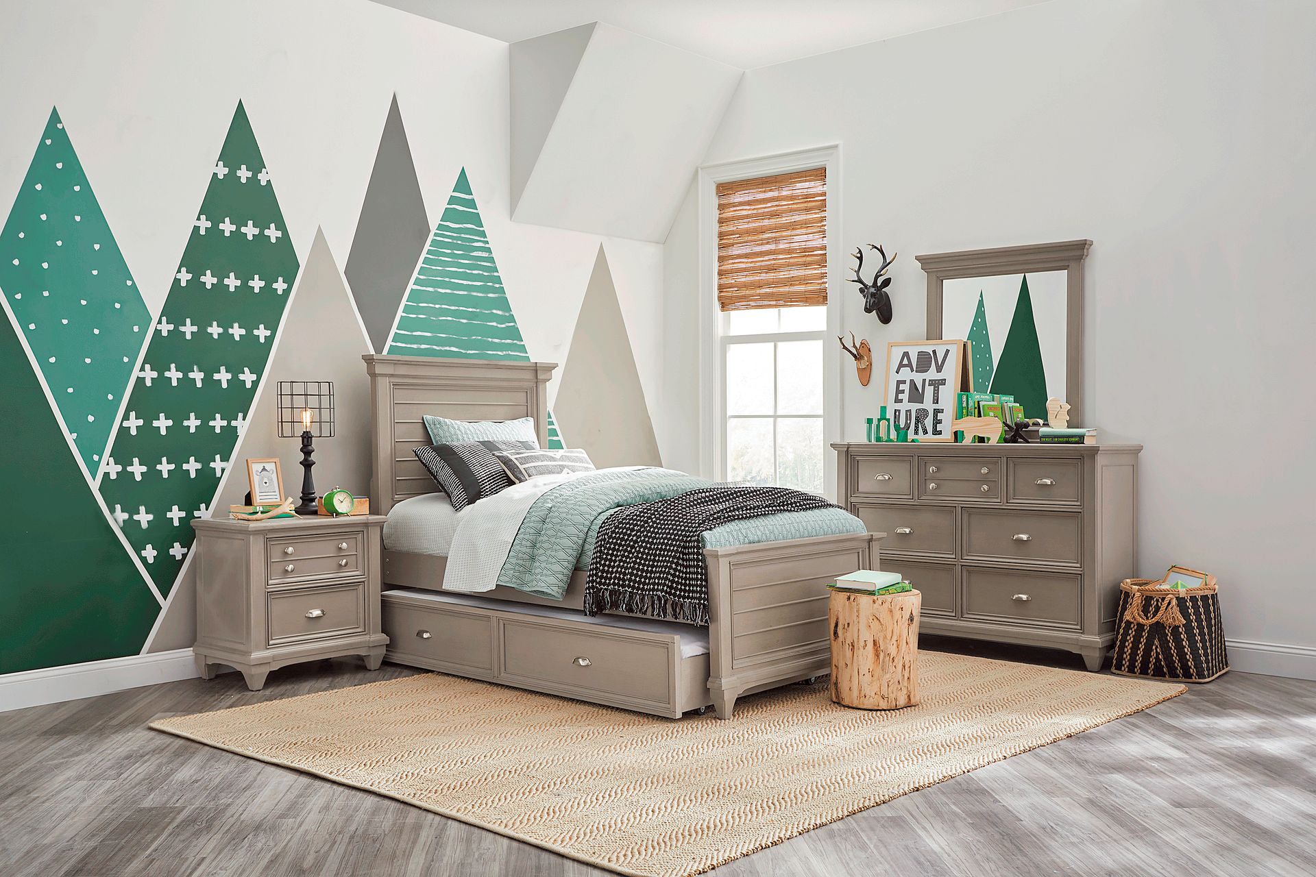 Kids Hilton Head Gray 5 Pc Twin Panel Bedroom - Image 1
