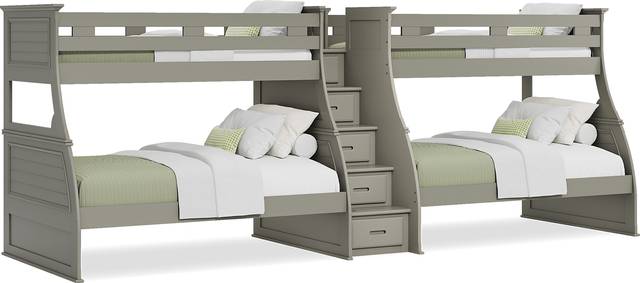 Kids Hilton Head Gray Twin/Full Double Step Bunk - Thumbnail - Image 2