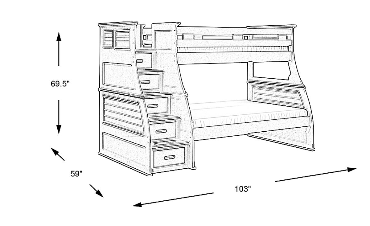 Hilton Head Gray Twin Full Step Bunk 