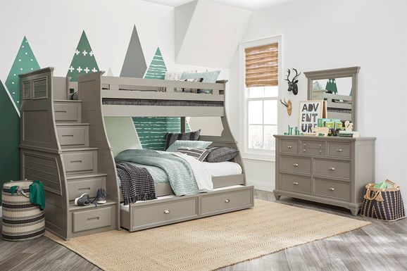 Kids Hilton Head Gray Twin/Full Step Bunk