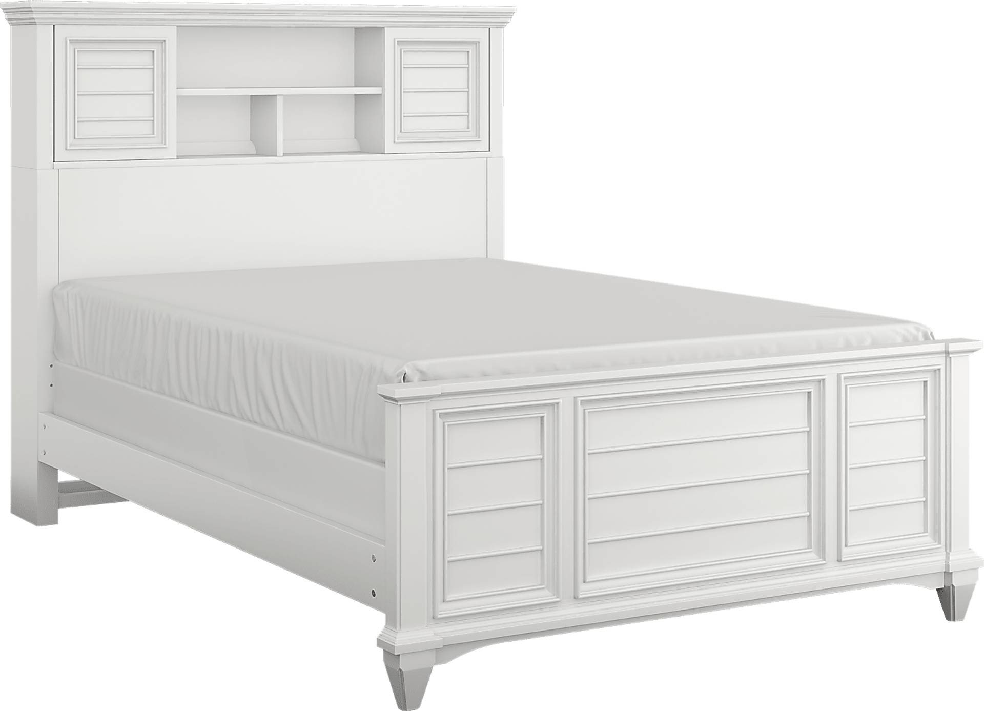 white 3 pc full bookcase bed