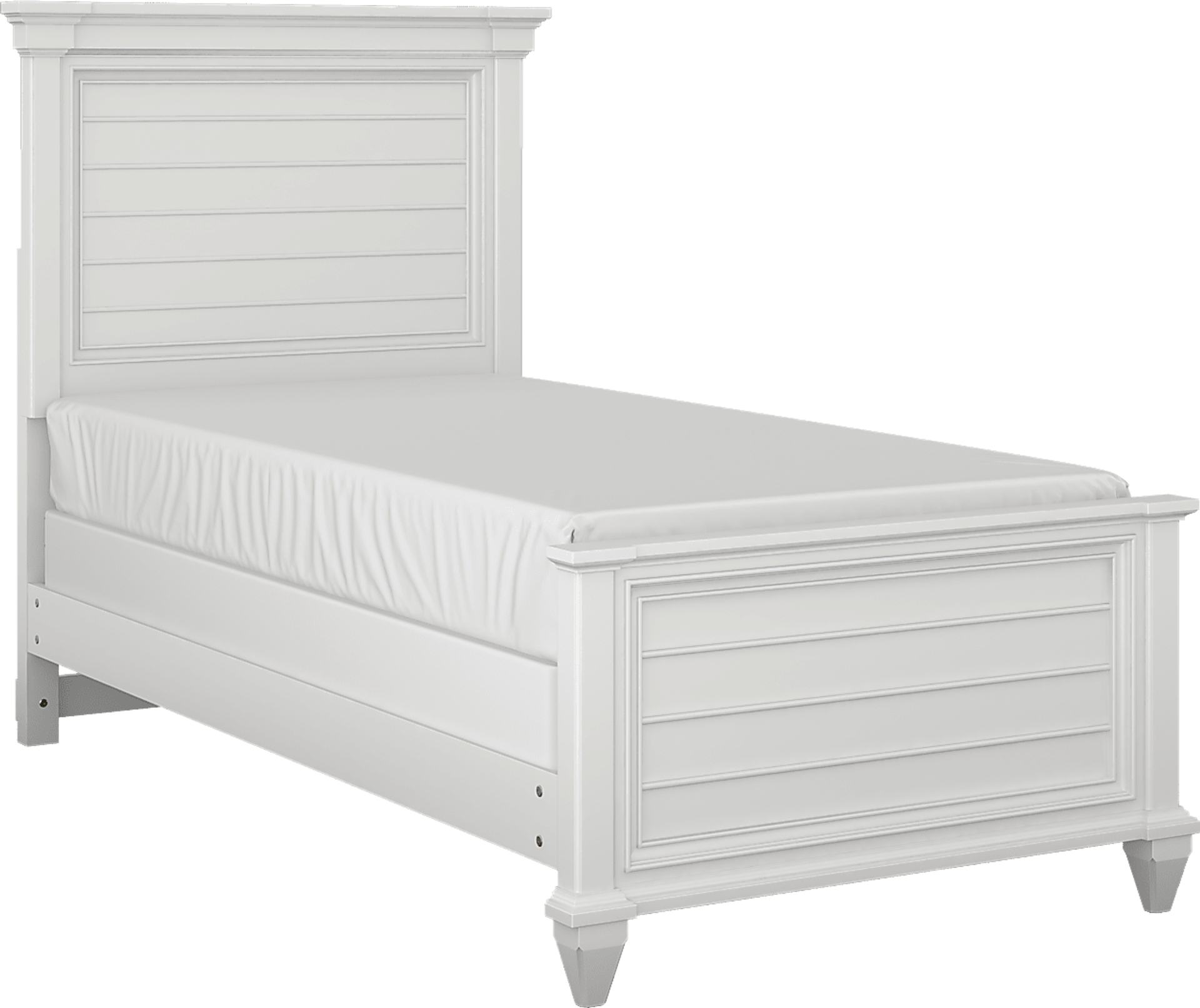 white 3 pc twin panel bed